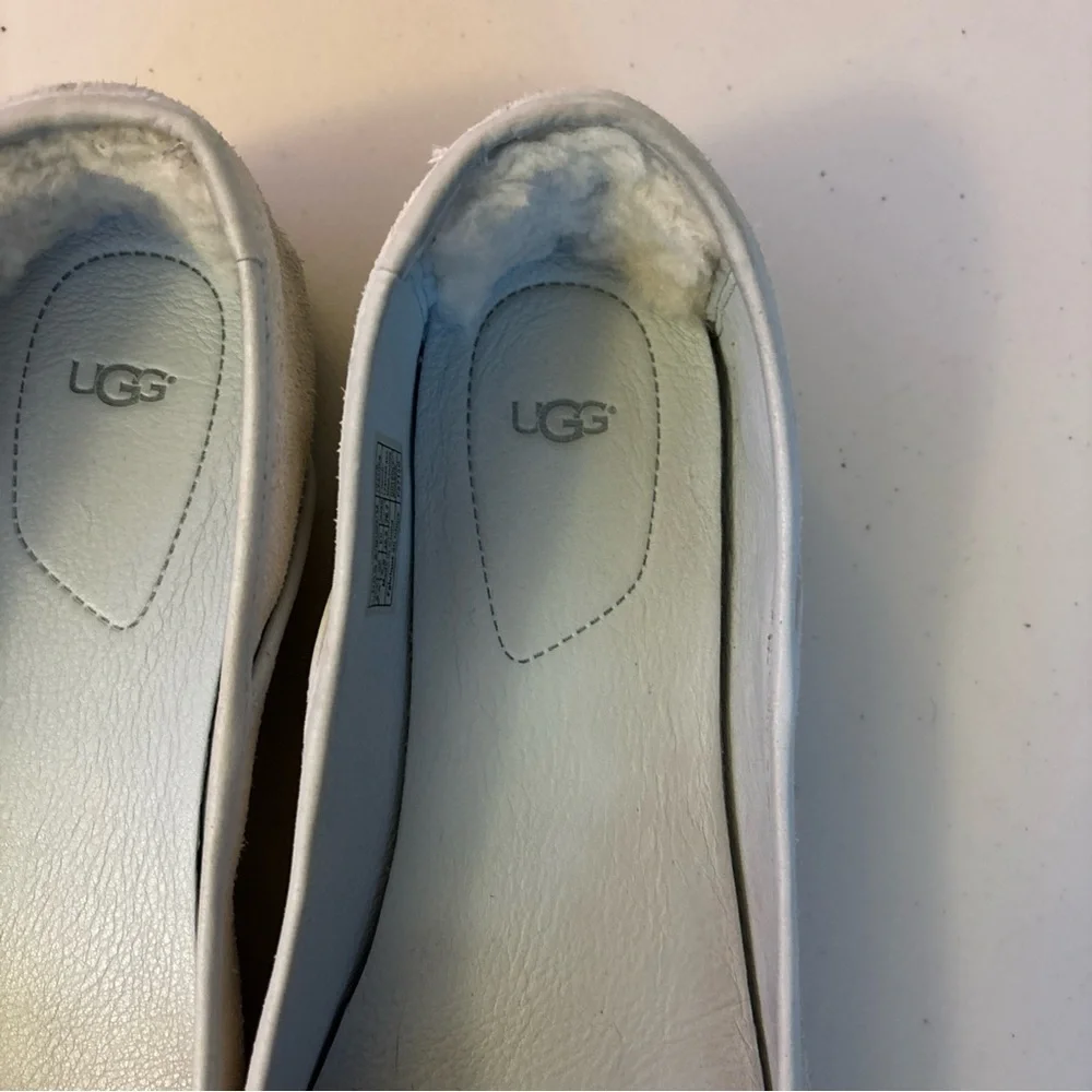 UGG  flat shoes women ballet light blue shine leather Sz# 9.5 NWOT